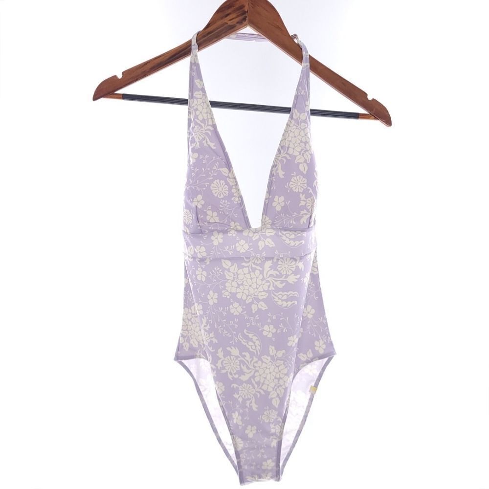 Summersalt Purple White Floral One Piece Swim Womens Bathing Suit Size 12